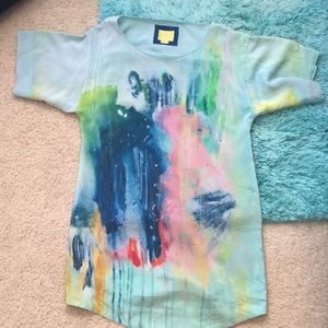 Anthropologie Painted Silk Tunic Dress, Small